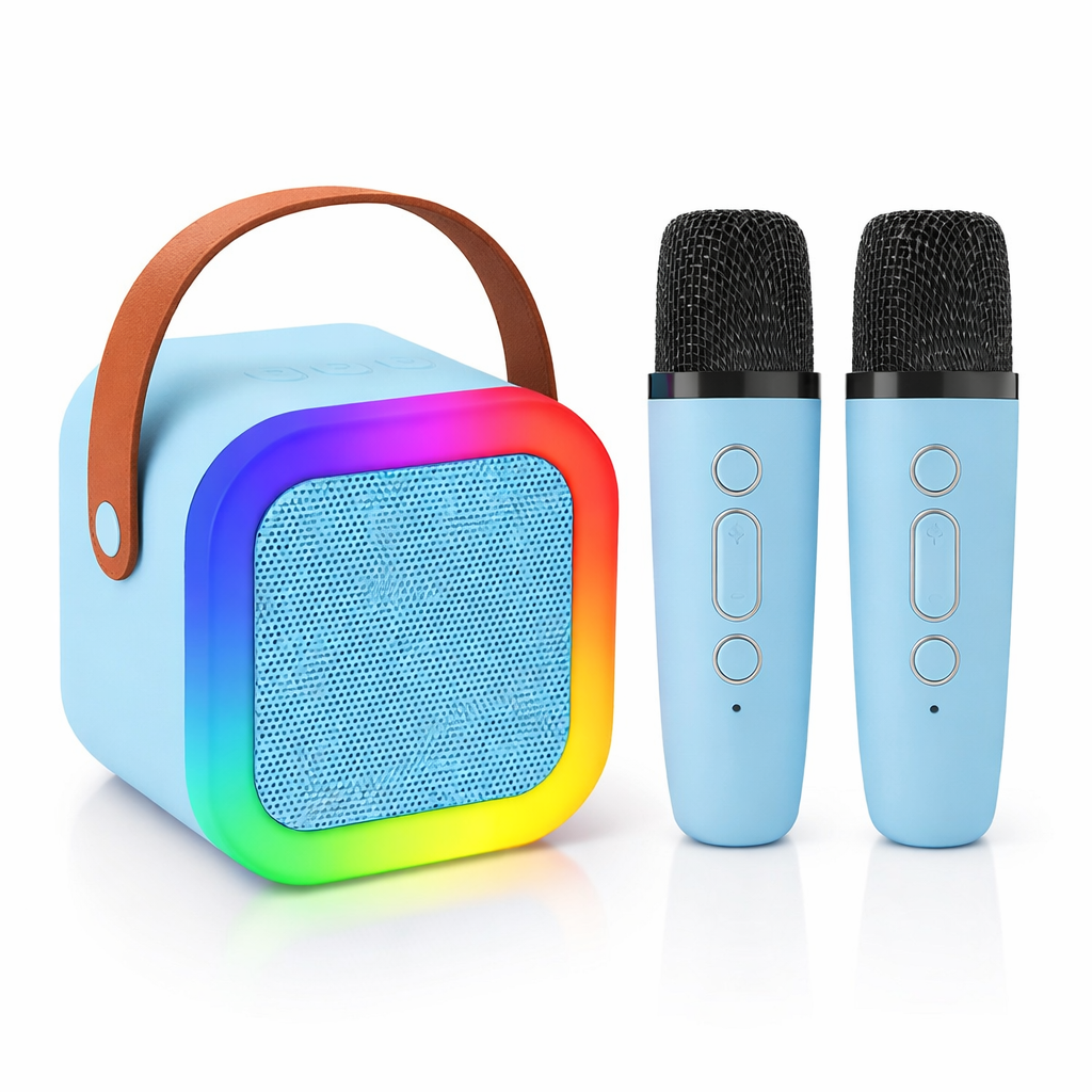 🎤 Bocina K12 Bluetooth Portátil Karaoke con 2 Micrófonos Inalámbricos
