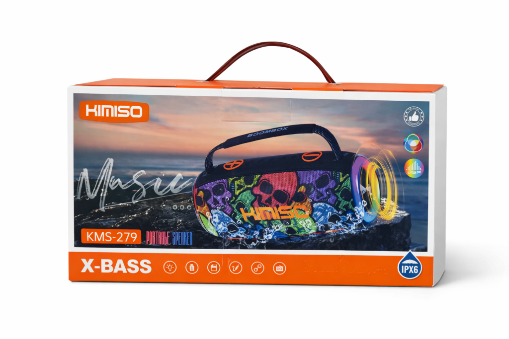 🔊 Bocina Portátil Kimiso KMS-279 X-BASS – Potencia, Estilo y Resistencia